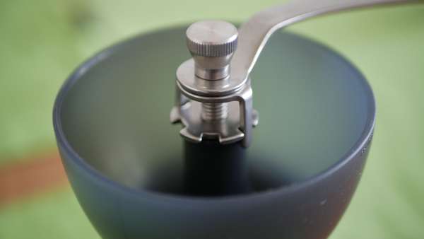 Skerton burr mechanism prepared for grinding coffee